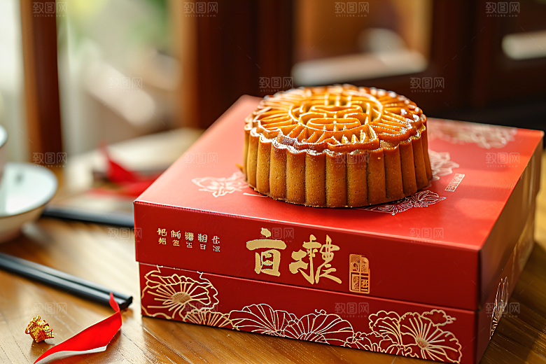 中秋月饼礼盒礼品美食摄影图