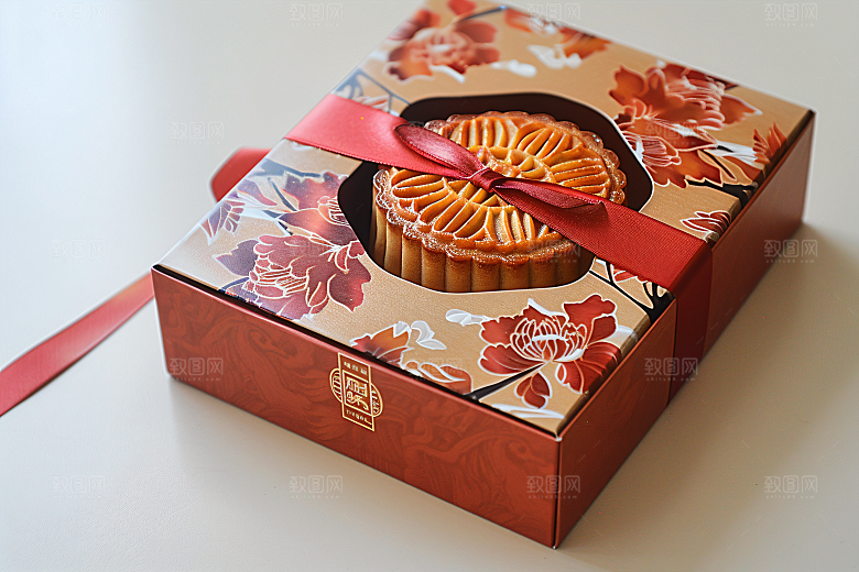 中秋月饼礼盒美食广式月饼摄影图