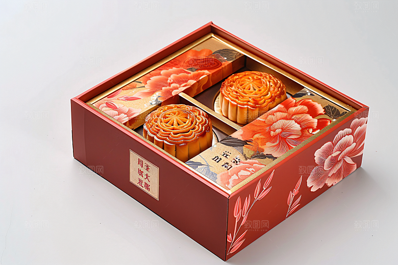 中秋月饼礼盒中秋节传统美食摄影图