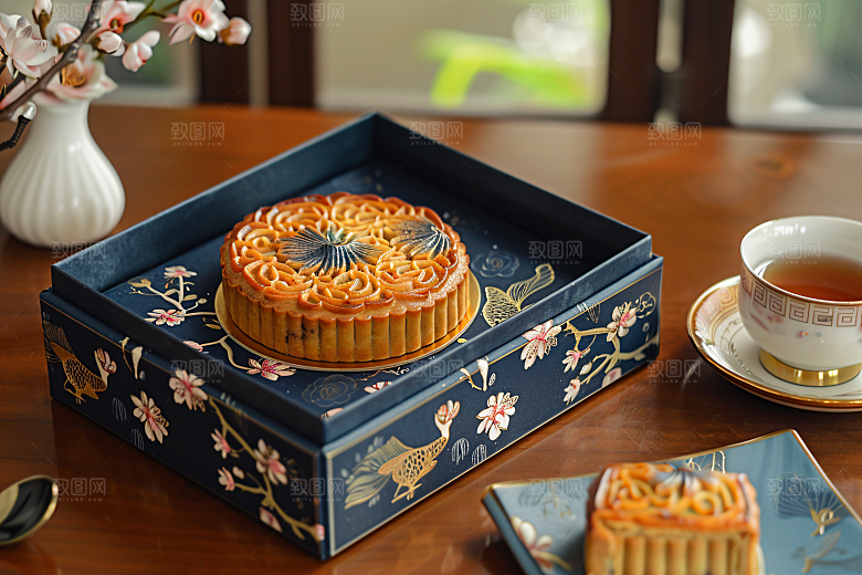 中秋月饼礼盒高清美食摄影图