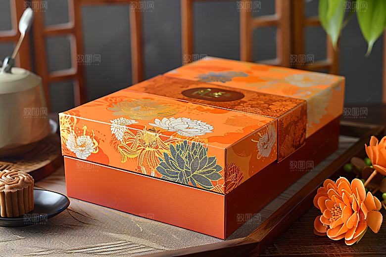 中秋月饼礼盒习俗中秋节摄影图
