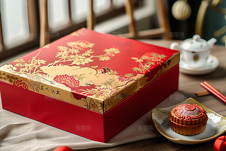 中秋月饼礼盒礼品中秋节摄影图