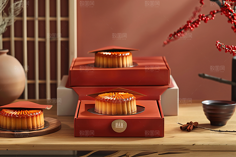中秋月饼礼盒高清美味摄影图
