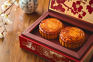 中秋月饼礼盒糕点传统节日摄影图