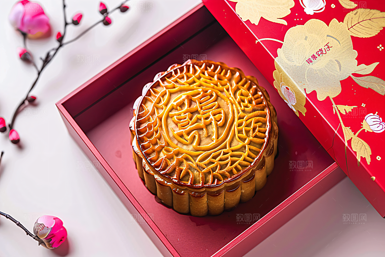 中秋月饼礼盒习俗中秋节摄影图