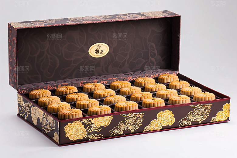 中秋月饼礼盒莲蓉月饼礼品摄影图