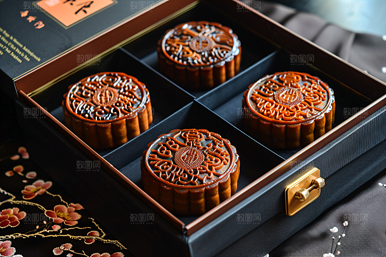 中秋月饼礼盒礼品传统节日摄影图
