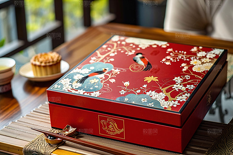 中秋月饼礼盒习俗广式月饼摄影图