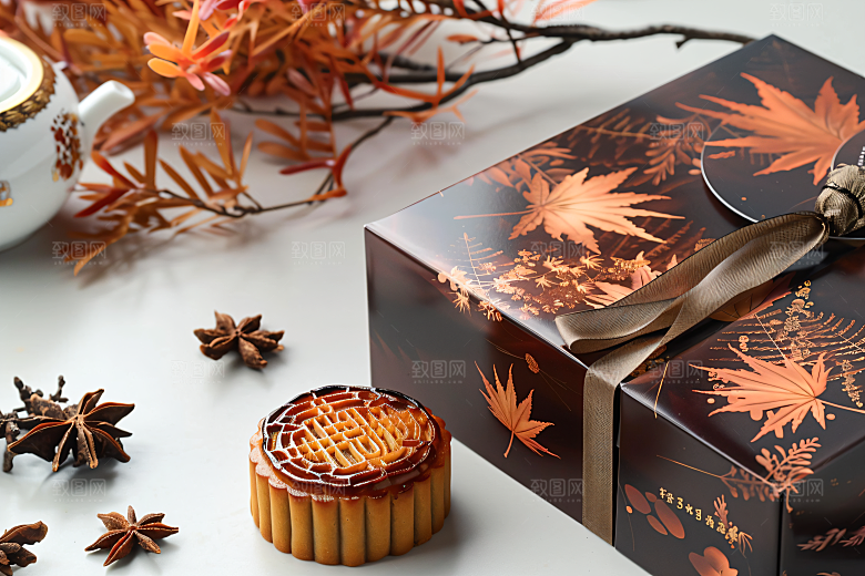 中秋月饼礼盒广式月饼高清摄影图