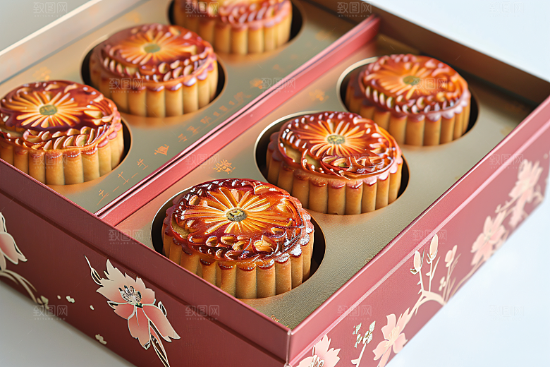 中秋月饼礼盒礼品中秋节摄影图