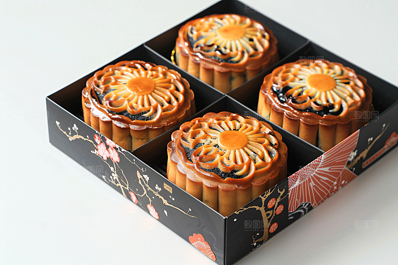 中秋月饼礼盒传统节日礼品摄影图