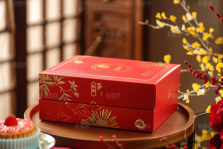 中秋月饼礼盒中秋节礼品摄影图