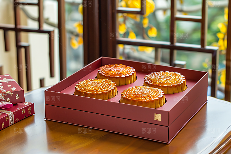 中秋月饼礼盒中秋节礼品摄影图