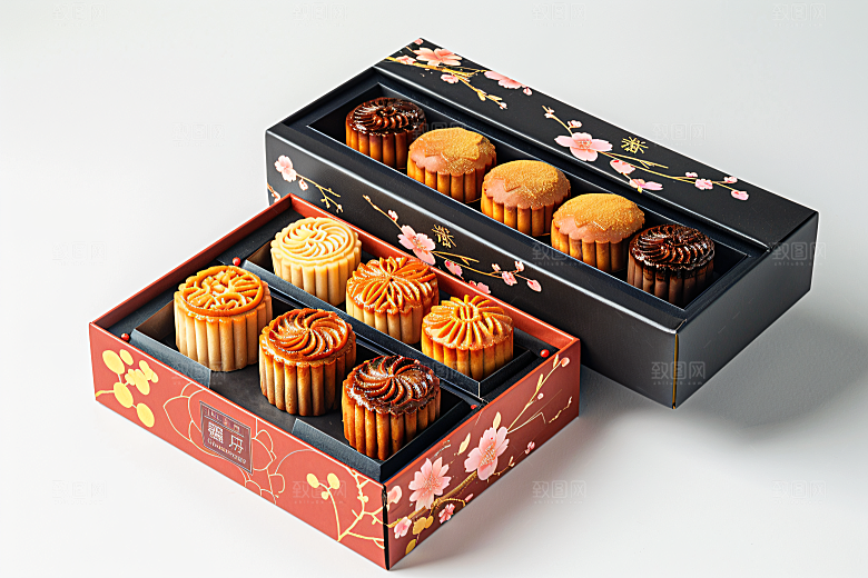 中秋月饼礼盒礼品高清摄影图