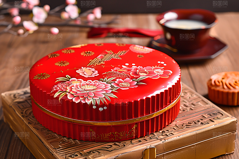 中秋月饼礼盒礼品高清摄影图