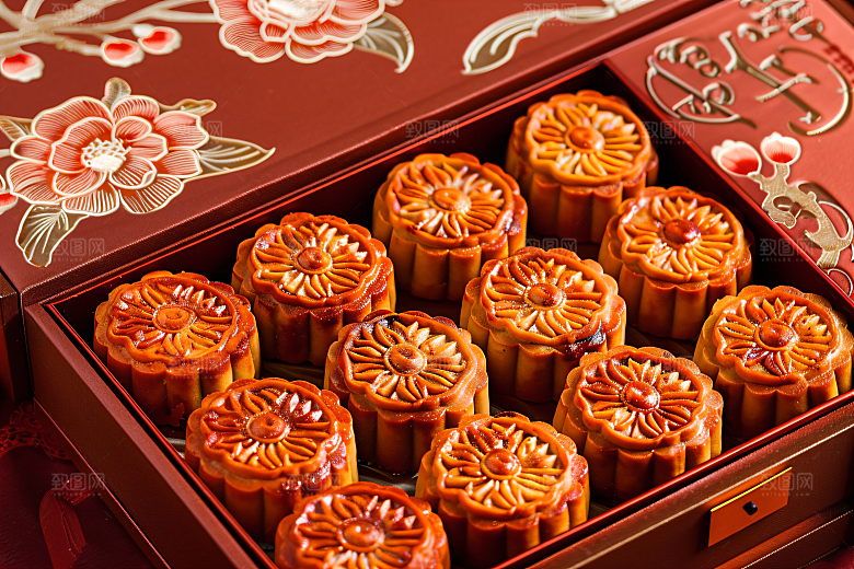 中秋月饼礼盒中秋节礼品摄影图