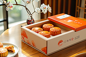 中秋月饼礼盒文化礼品摄影图