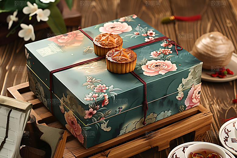 中秋月饼礼盒文化传统节日摄影图