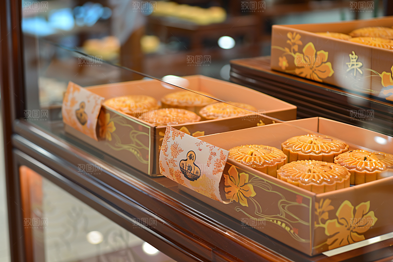 中秋月饼礼盒传统节日高清摄影图