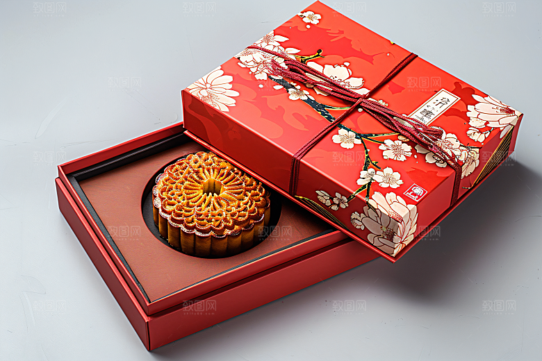 中秋月饼礼盒美味糕点摄影图