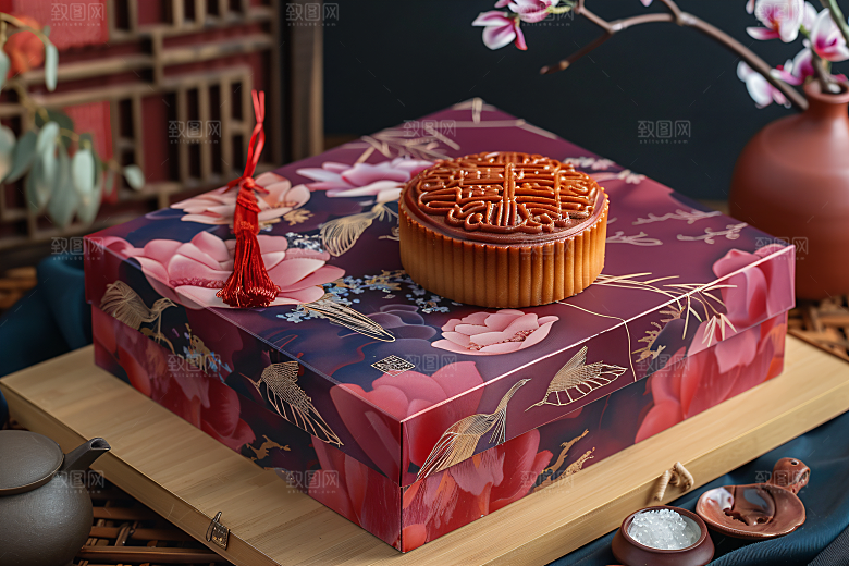 中秋月饼礼盒糕点中秋节摄影图