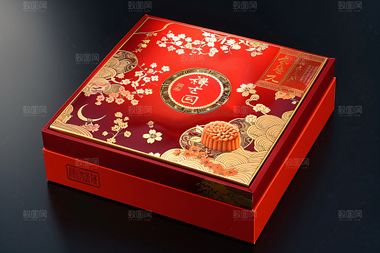 中秋月饼礼盒美味美食摄影图