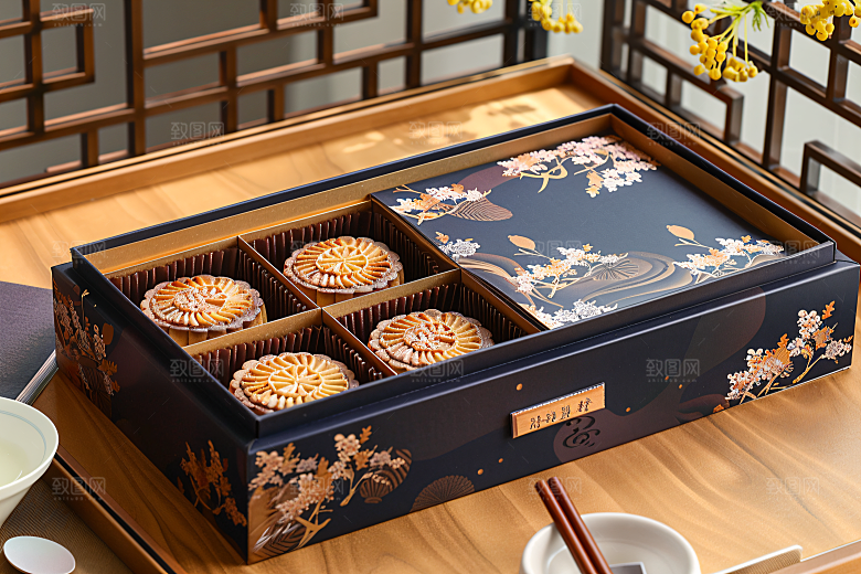 中秋月饼礼盒文化传统节日摄影图