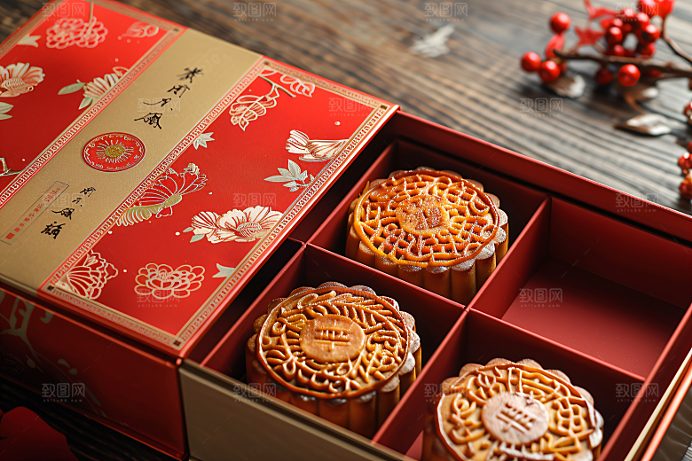 中秋月饼礼盒传统节日广式月饼摄影图