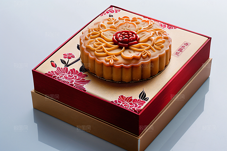 中秋月饼礼盒中秋节传统美食摄影图