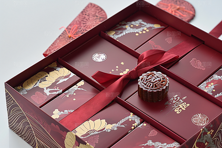 中秋月饼礼盒习俗传统节日摄影图