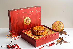 中秋月饼礼盒传统美食中秋节摄影图