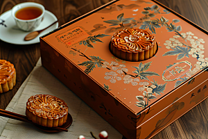 中秋月饼礼盒传统节日礼品摄影图