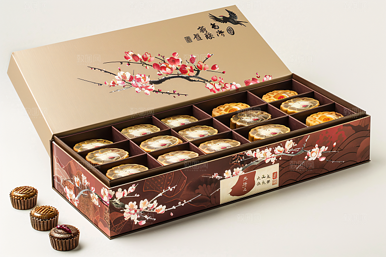 中秋月饼礼盒高清传统节日摄影图