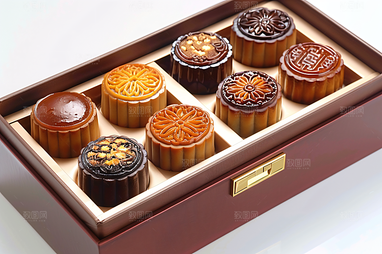 中秋月饼礼盒糕点中秋节摄影图