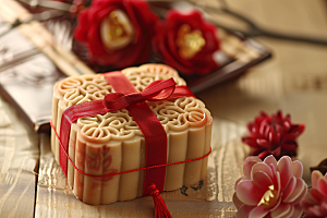 中秋月饼礼盒中秋节美味摄影图