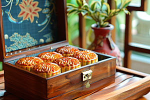 中秋月饼礼盒精致传统节日摄影图