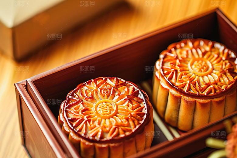 中秋月饼礼盒高清传统节日摄影图