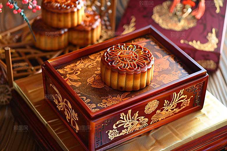中秋月饼礼盒糕点甜点摄影图