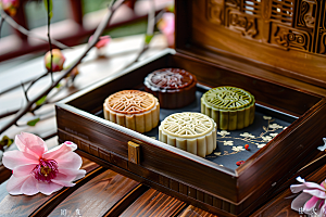 中秋月饼礼盒美食文化摄影图