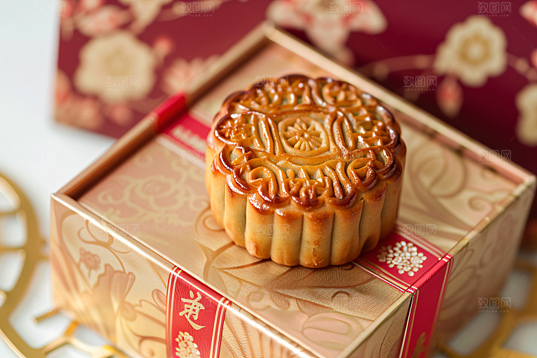 中秋月饼礼盒广式月饼美味摄影图