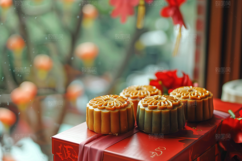 中秋月饼礼盒传统美食传统节日摄影图