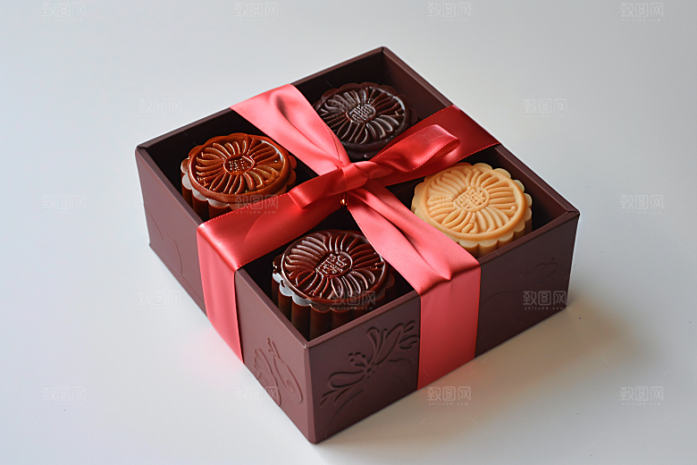 中秋月饼礼盒中秋节美味摄影图