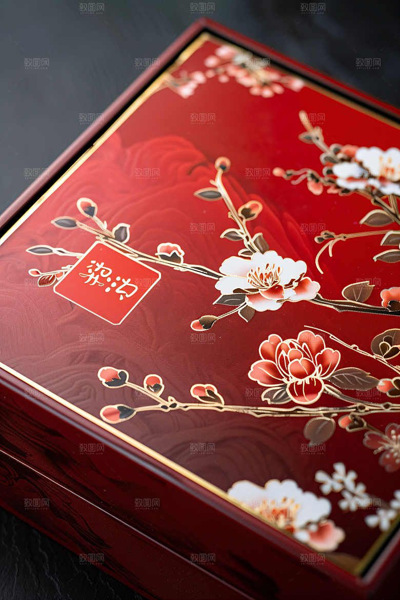 中秋月饼礼盒甜点习俗摄影图