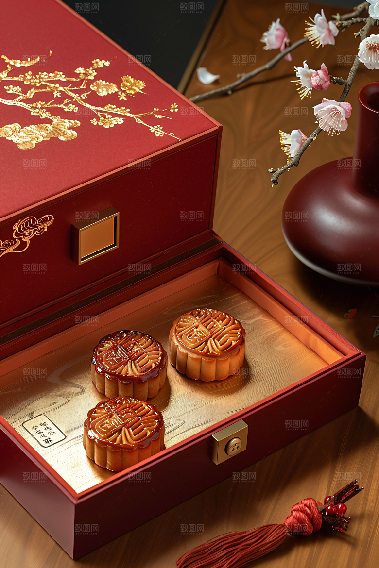 中秋月饼礼盒文化传统节日摄影图
