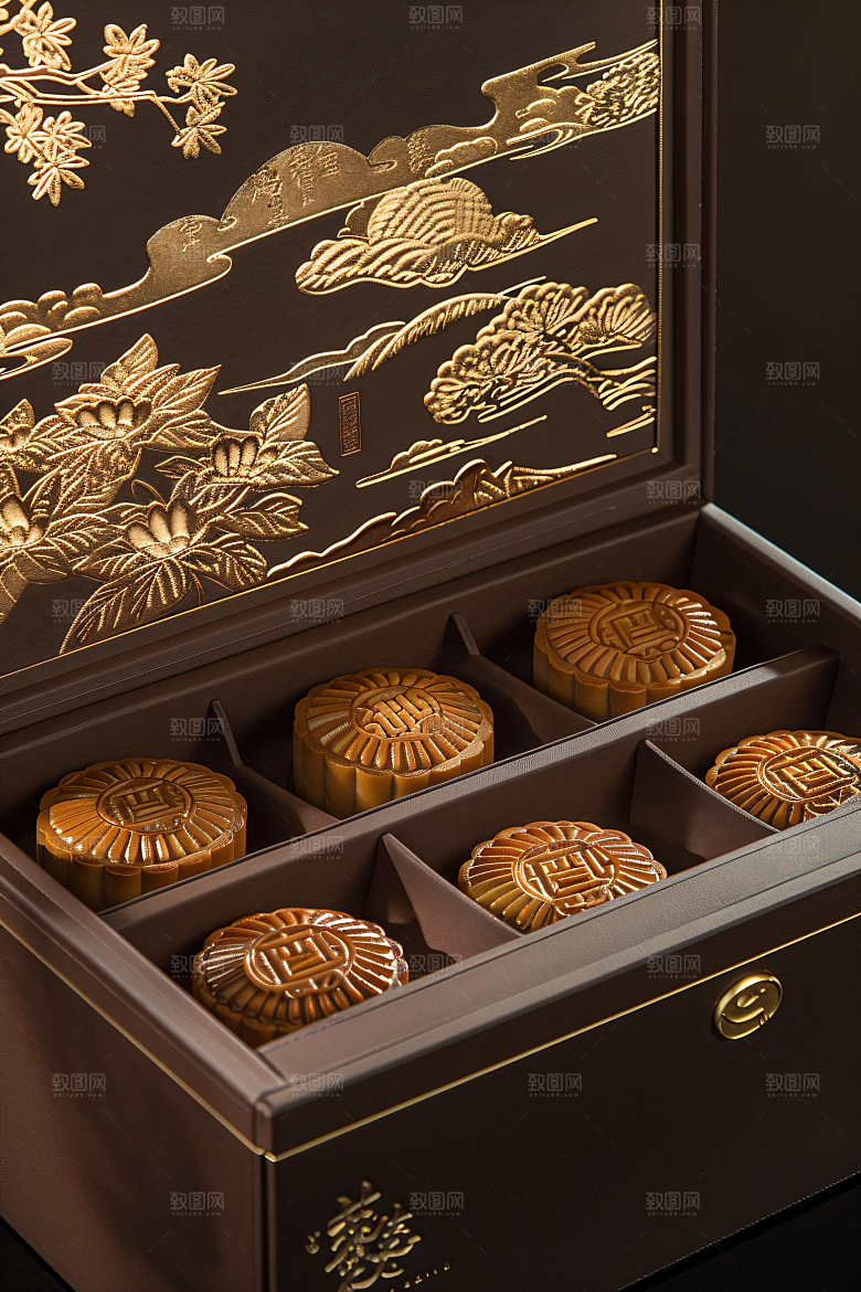 中秋月饼礼盒甜点糕点摄影图