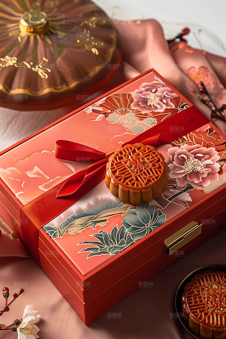 中秋月饼礼盒习俗传统节日摄影图
