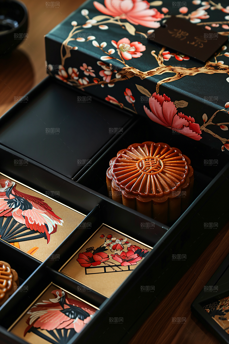 中秋月饼礼盒习俗传统节日摄影图