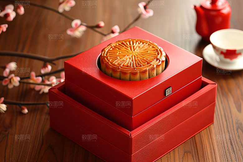 中秋月饼礼盒中秋节礼品摄影图