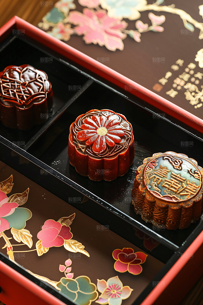 中秋月饼礼盒糕点中秋节摄影图