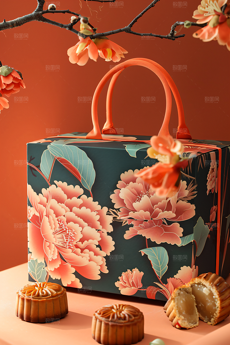 中秋月饼礼盒文化中秋节摄影图